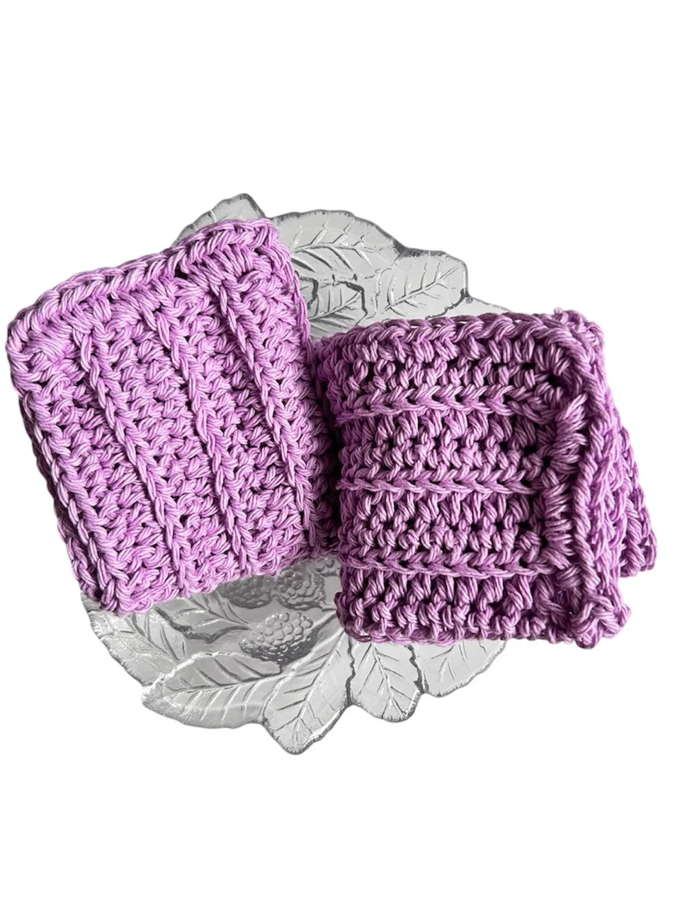 Hand Crafted Colorful Lavender Cotton Crochet All Purpose Dish or Wash Cloths